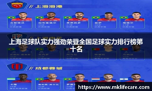 上海足球队实力强劲荣登全国足球实力排行榜第十名